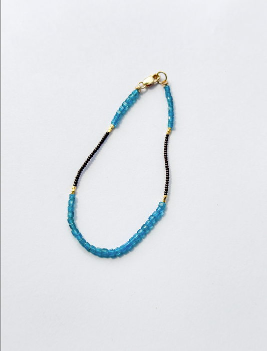 DEBBIE FISHER | Apatite, Gold Vermeil & Brown Seed Beads Bracelet