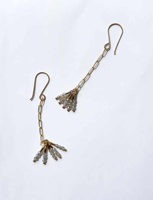 ROBIN HALEY | Labradorite Dangle and Gold Chain Link Earrings