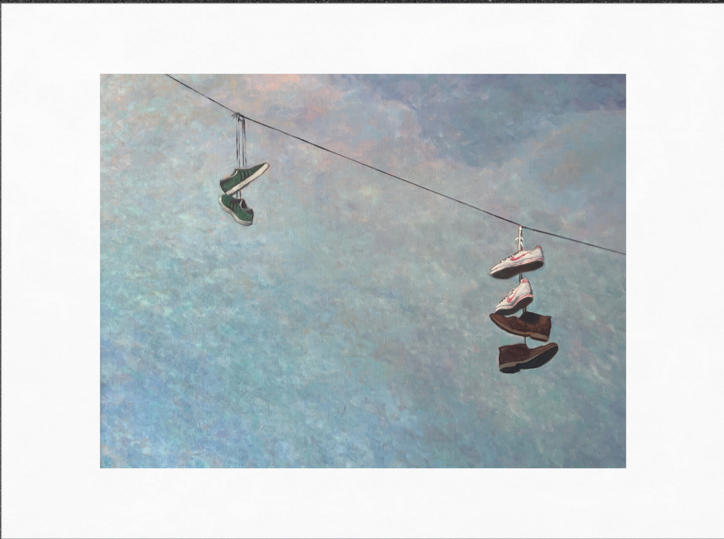 Shoes from a Wire Canvas Print by Rick Secen