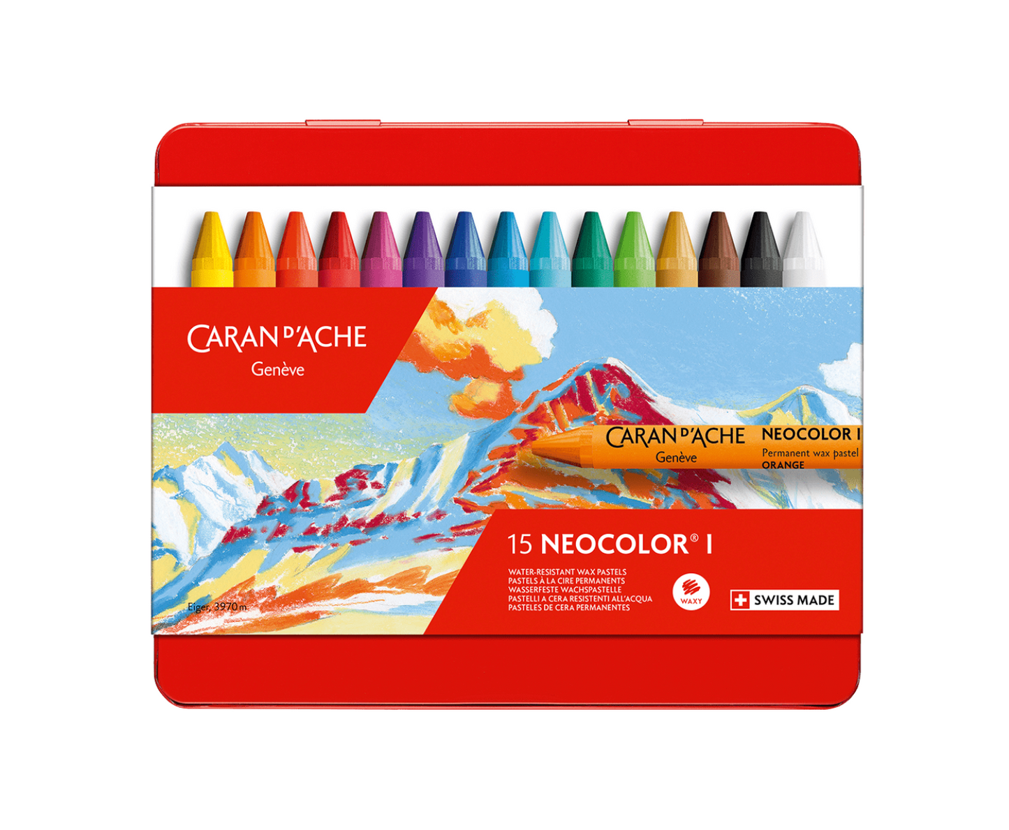 CARAN d'ACHE | Set of 15 Neocolor I Pastels in Metal Box
