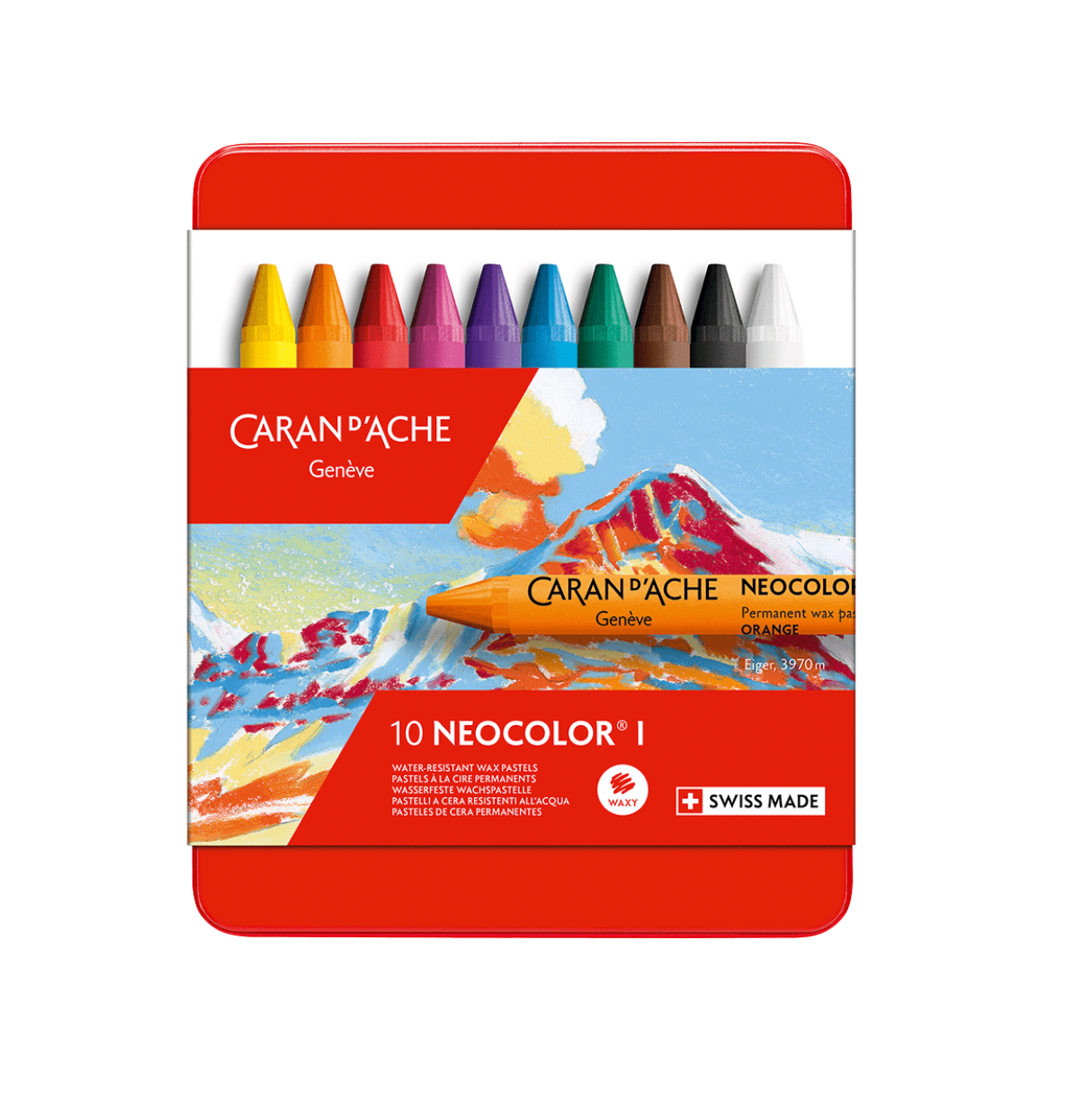 CARAN d'ACHE | Set of 10 Neocolor I Pastels in Metal Box