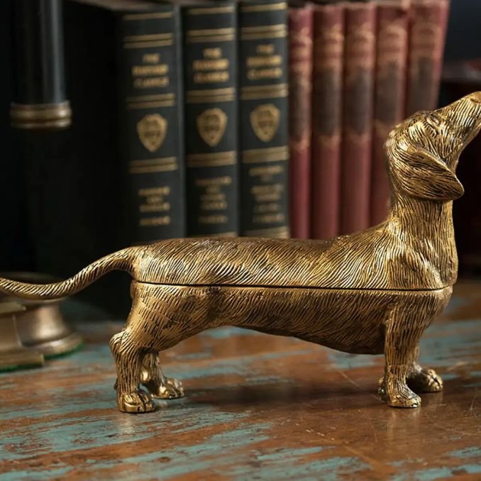 Brass Finish Dog Storage Box