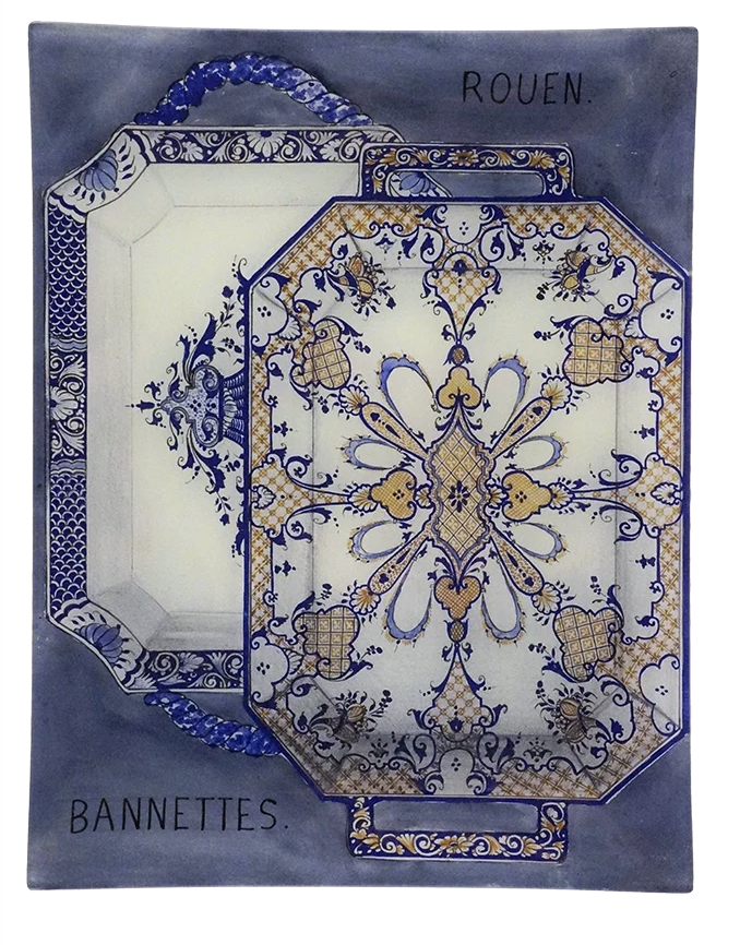 John Derian | Rouen Bannettes Faience Watercolor 10x13 Tray