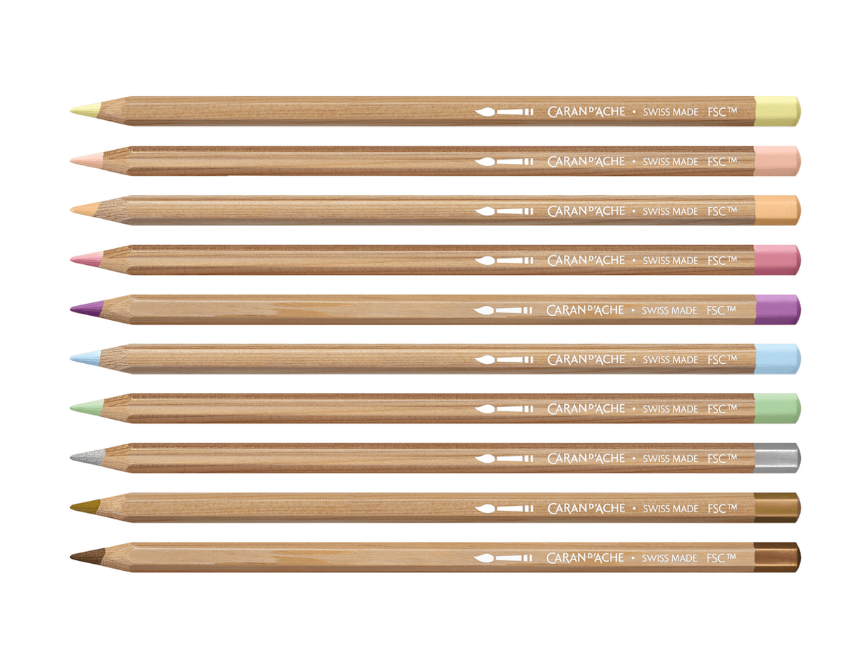 CARAN d'ACHE | Mixed Media Set 10 Coloured Pencils & 10 Pastels Neocolor™ II Aquarelle Toile de Jouy