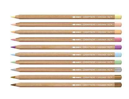 CARAN d'ACHE | Mixed Media Set 10 Coloured Pencils & 10 Pastels Neocolor™ II Aquarelle Toile de Jouy