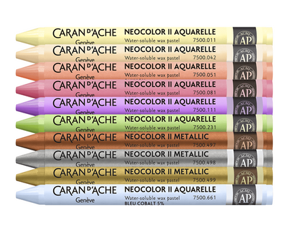 CARAN d'ACHE | Mixed Media Set 10 Coloured Pencils & 10 Pastels Neocolor™ II Aquarelle Toile de Jouy