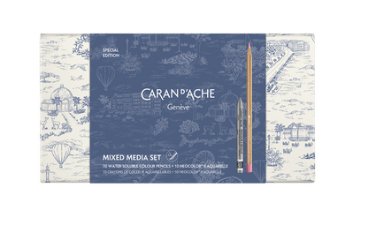 CARAN d'ACHE | Mixed Media Set 10 Coloured Pencils & 10 Pastels Neocolor™ II Aquarelle Toile de Jouy