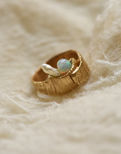 8.6.4 | Pearl/Opal Ring in Brass RI-PO-01