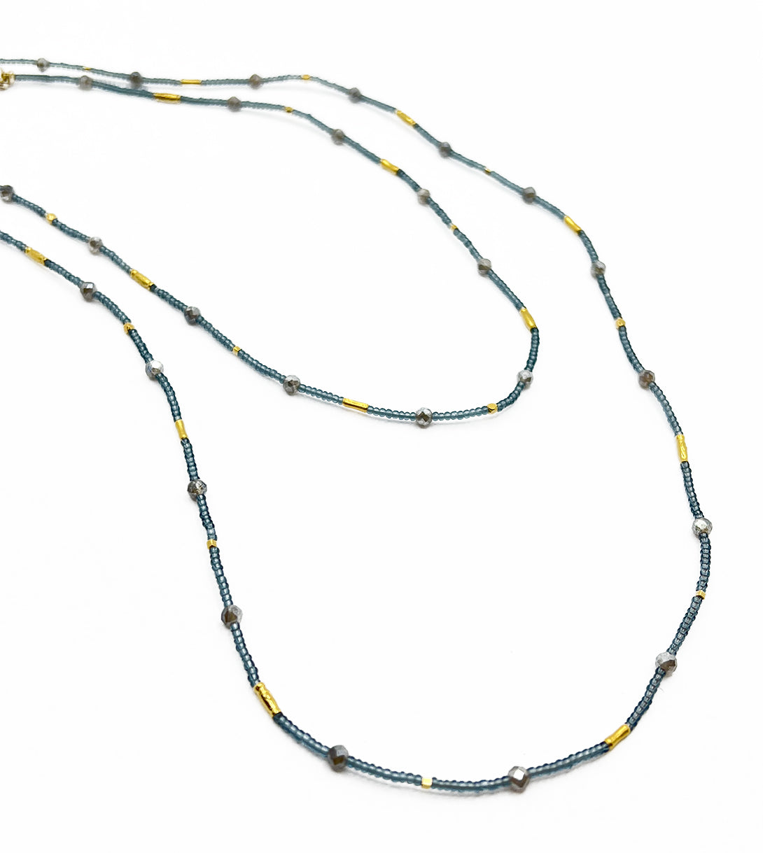 DEBBIE FISHER | Grey Seed Bead & Labradorite Double Necklace