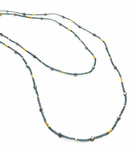 DEBBIE FISHER | Grey Seed Bead & Labradorite Double Necklace