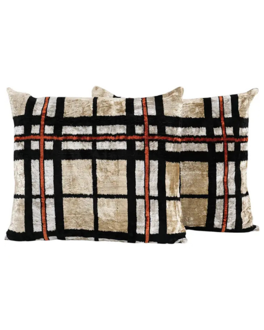 Tartan Silk Ikat Velvet Pillow | 25"