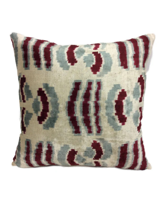 Falu Red Silk Ikat Velvet Pillow | 20" x 20"