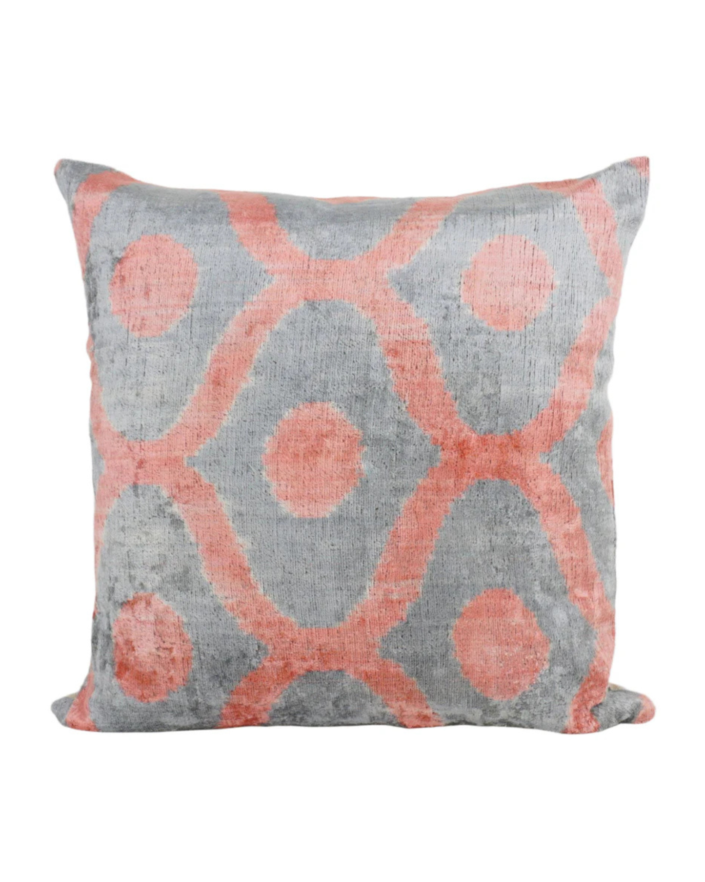 Pink and Blue Silk Ikat Velvet PIllow | 24" x 24"