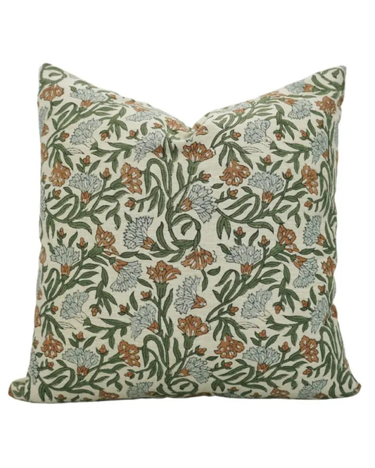 Block Print Linen Pillow | Thorny Stems