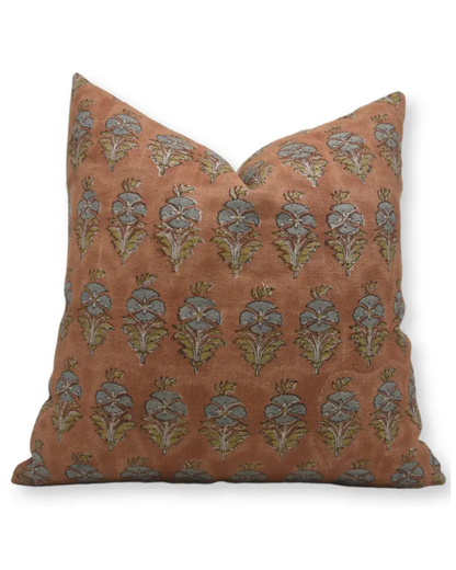 Block Print Linen Pillow | Mor Mukut