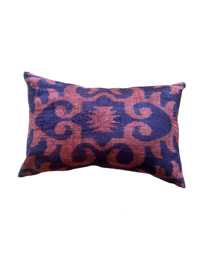 Double Sided Silk/Ikat pillow | Purple and Maroon