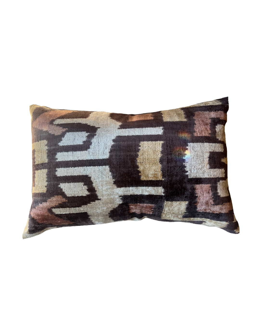 Double Sided Silk/Ikat pillow | Brown and Grey