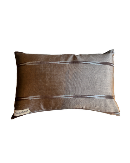 Double Sided Silk/Ikat pillow | Brown and Grey