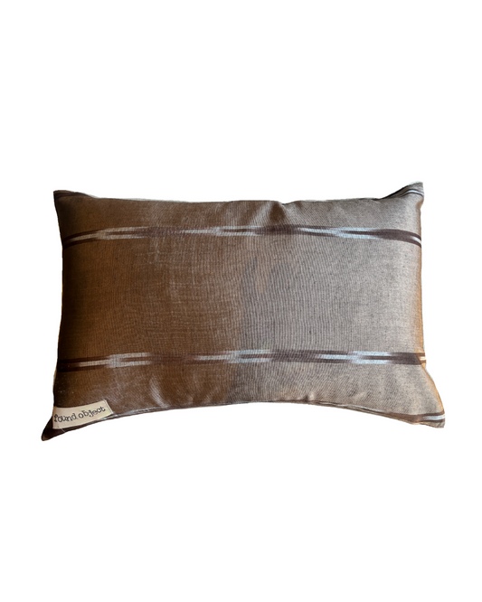 Double Sided Silk/Ikat pillow | Brown and Grey