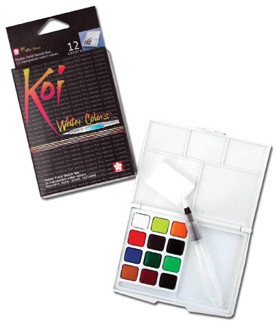 KOI 12 COLOR TRANSPARENT WATERCOLOR PAN POCKETBOX SET