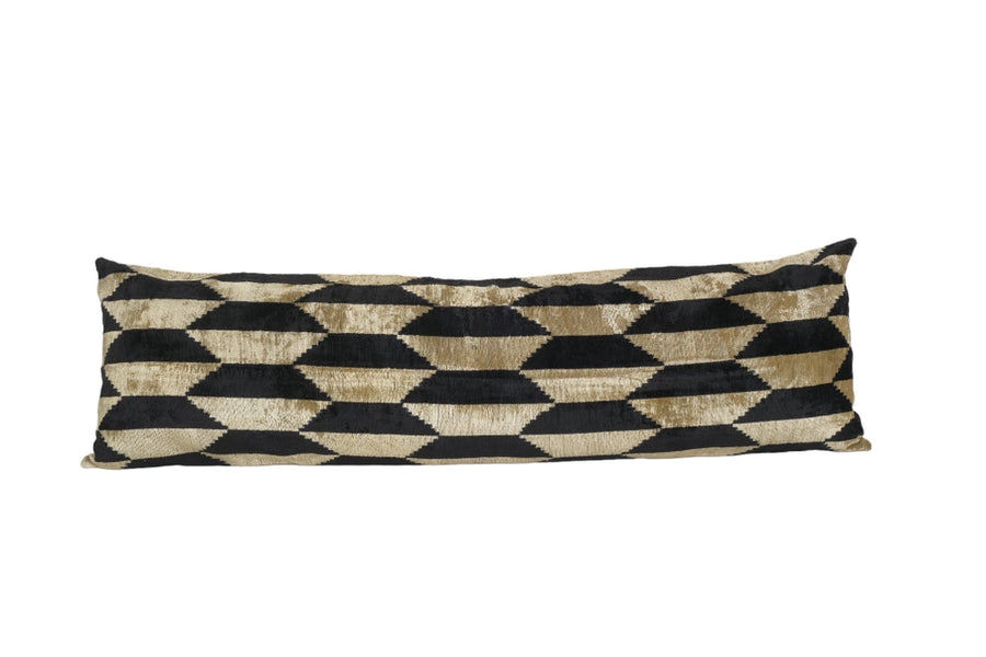 Bronze and Black Silk Ikat Velvet Pillow | 16