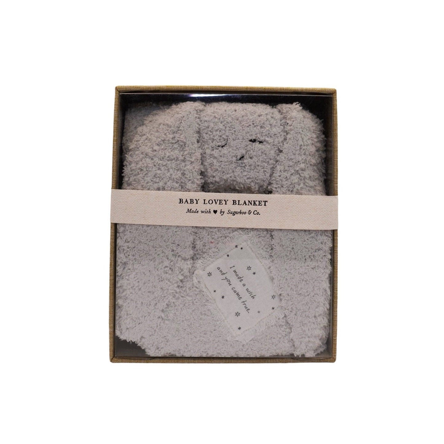 "I made a wish and you came true." Bunny Baby Lovey Blanket: White / I Made a Wish