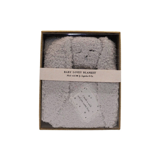 "I made a wish and you came true." Bunny Baby Lovey Blanket: White / I Made a Wish