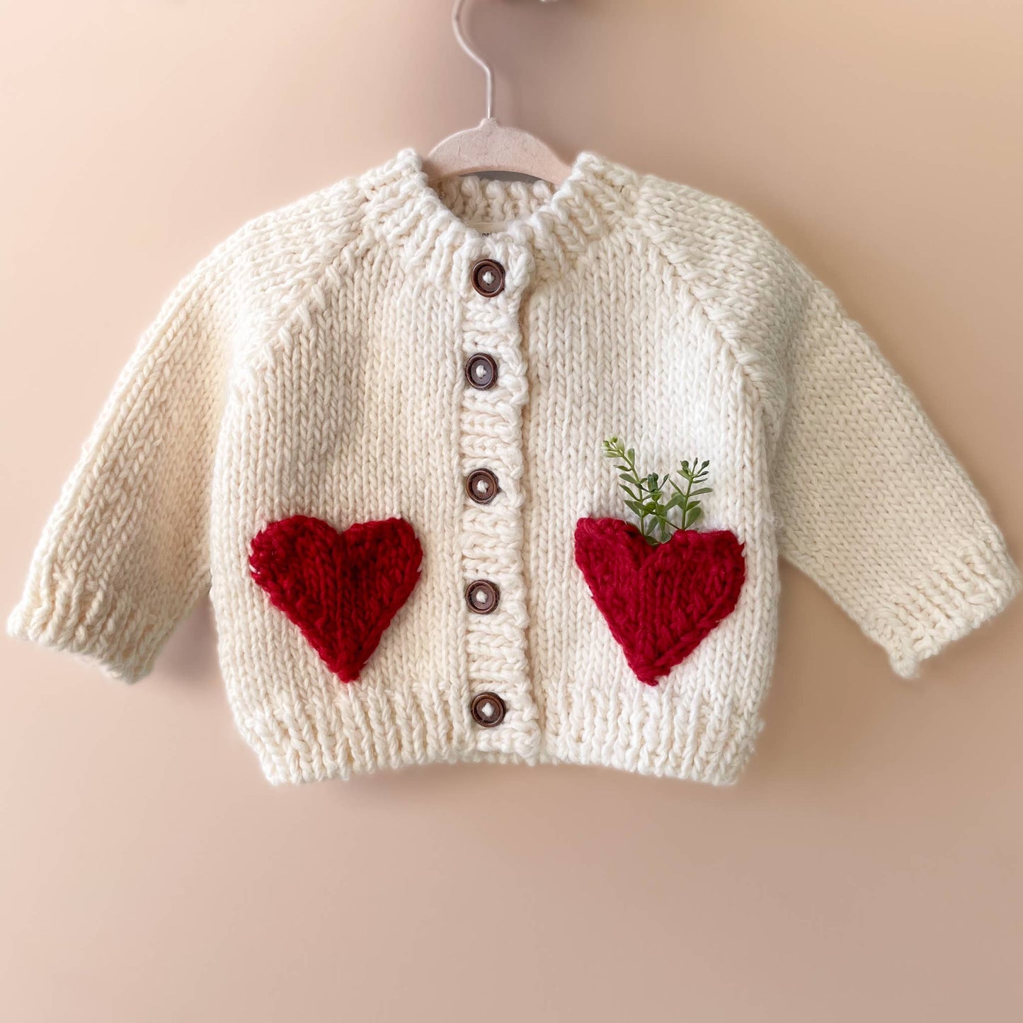 Heart Cardigan, Red Baby Kid Apparel Sweater Valentine Gift: M; 2-4Y