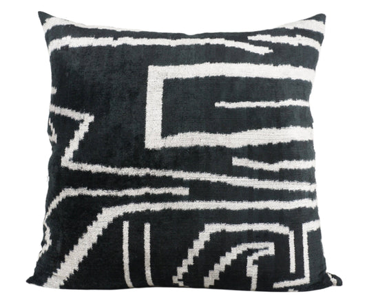 HANDMADE IKAT SILK/VELVET PILLOW | 24" x 24"