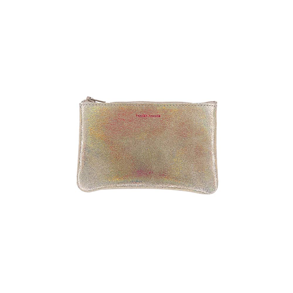 TRACEY TANNER | Small Zip Pouch - Distress Metallic Navy/Black