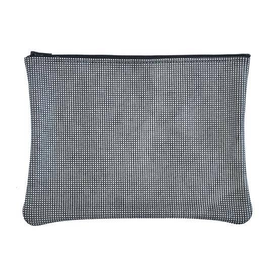 TRACEY TANNER | Large Zip Pouch -  Metallic Distress Navy/Black