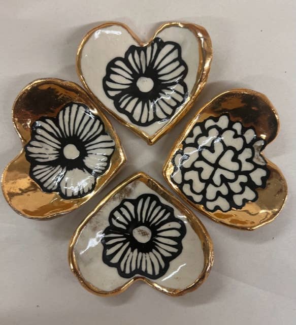 HSIEH CLAY | Gilded Floral Handmade Heart-Shaped Drenched in 22K Gold