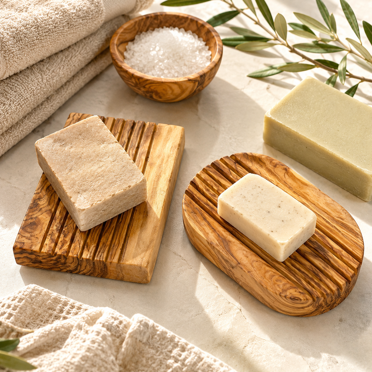 Olive Wood Soap Dish: Oval