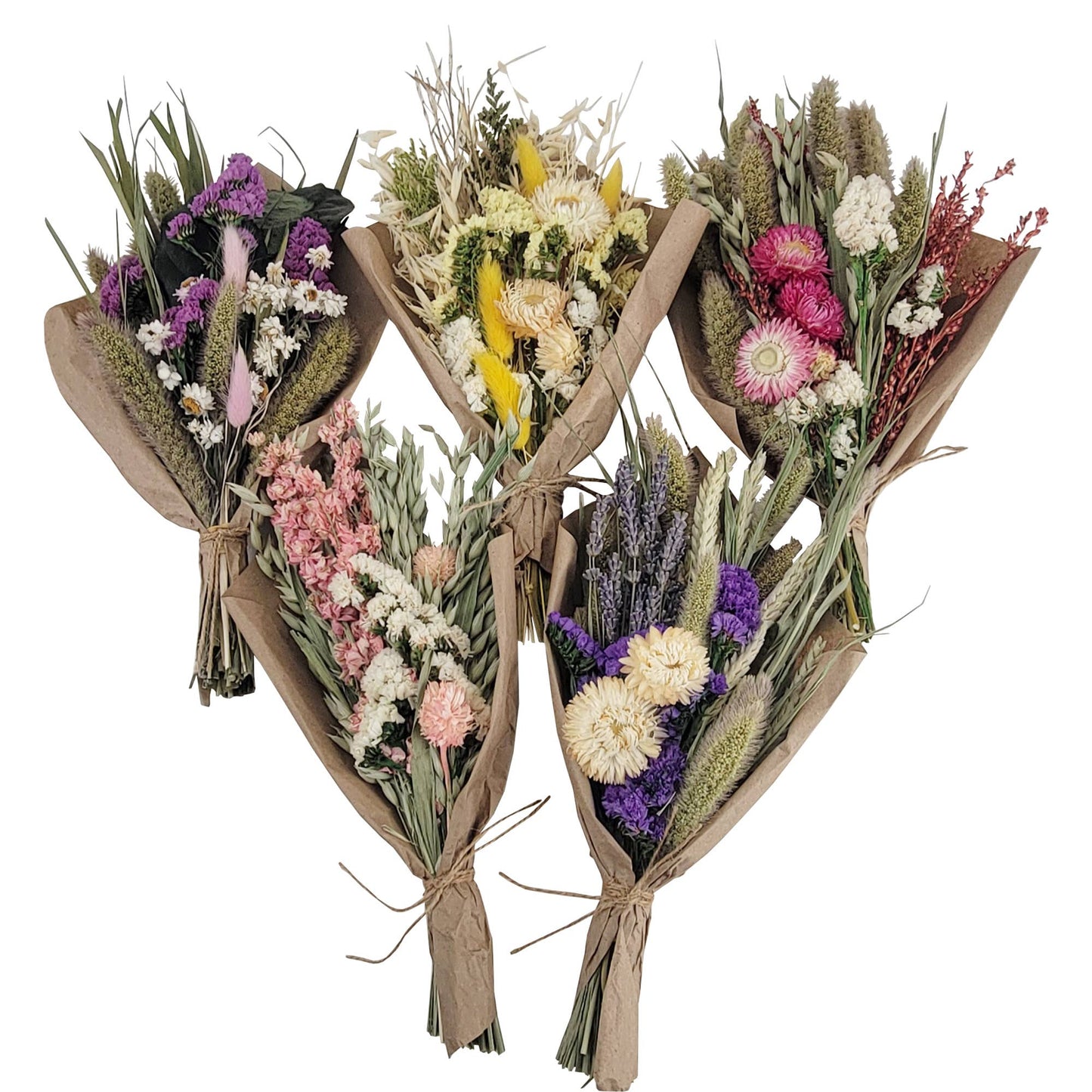 Petite 12" Bouquet: Magenta Statice Flowers and Grains #192