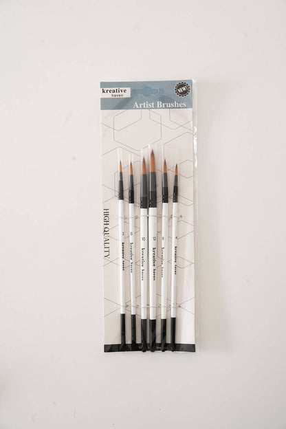 Round Tip Watercolor Brush Set -- 6 piece