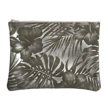 TRACEY TANNER | Large Zip Pouch -  Metallic Distress Navy/Black