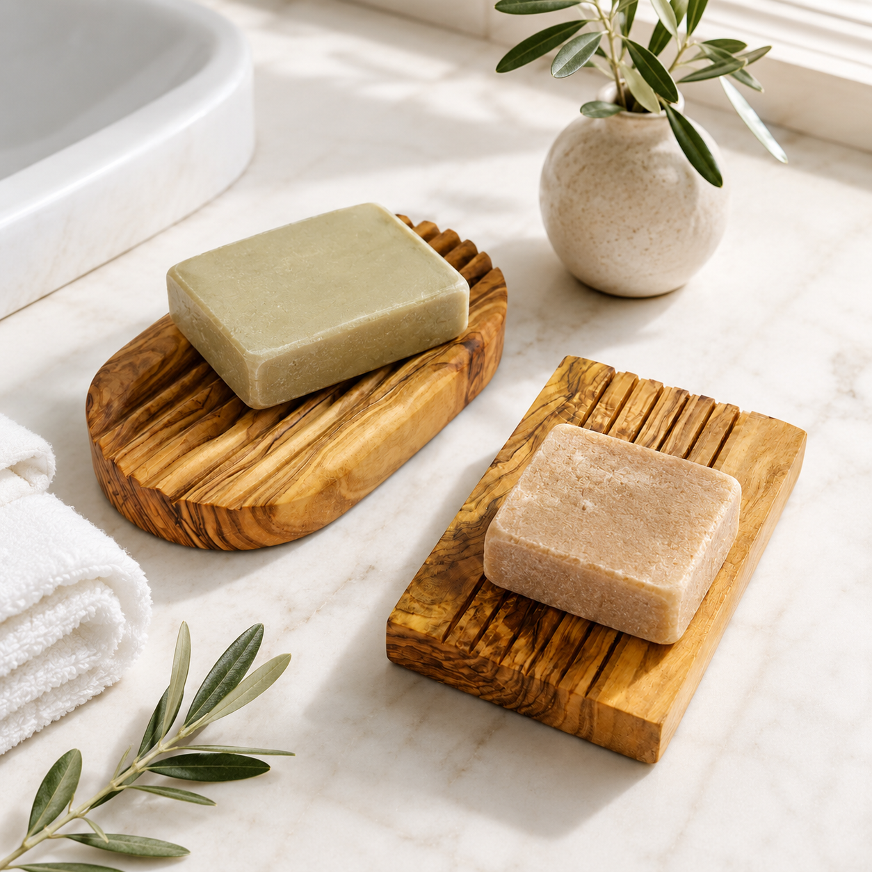 Olive Wood Soap Dish: Oval