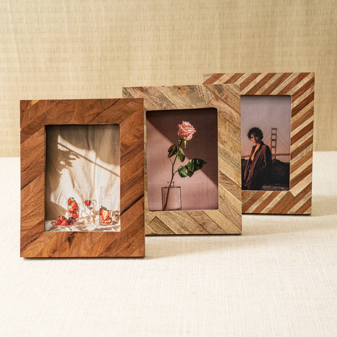 Striped Multi-Wood Photo Frames 9x7