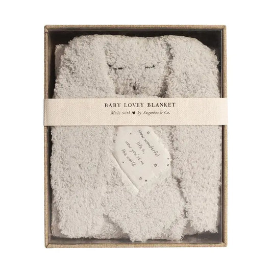 "How wonderful life is" Bunny Baby Lovey Blanket- How wonderful life is / White