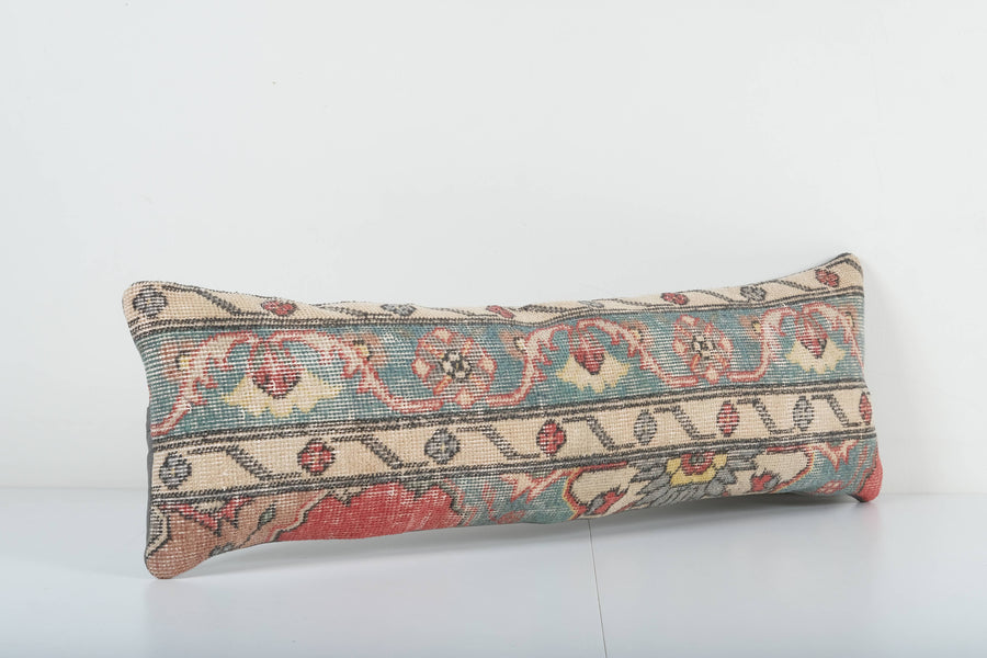 Faded Turquoise Lumbar Pillow, Faded Turkish Lumbar Rug | 11