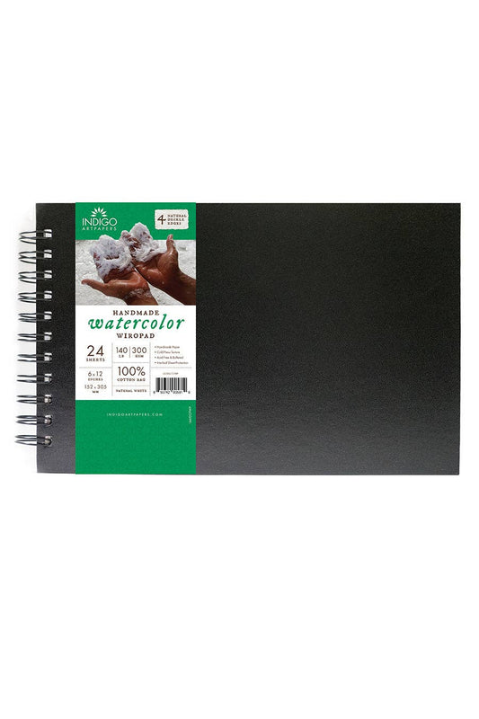 Indigo Art Papers 100% Cotton, Wiro Pad, 24 Sh, 48 Pg: 6 x 12