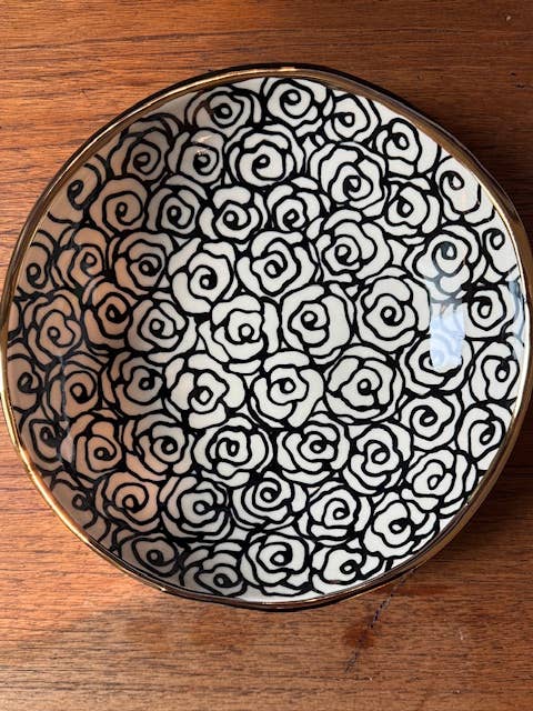 HSIEH CLAY | 8" Handmade Serving Floral Bowl with 22K Gold