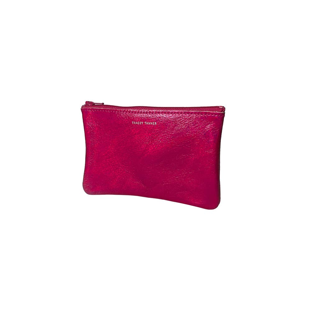 TRACEY TANNER | Small Zip Pouch - Distress Metallic Navy/Black