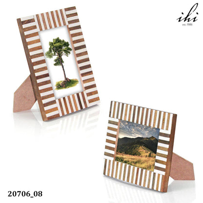 Ebony & Ivory Striped Wood Frame, 5x7