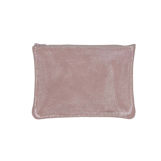Medium Zip Pouch: Candy Patent Nude