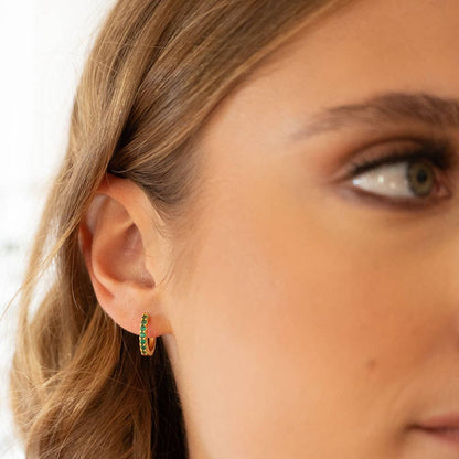 15mm Emerald Green Huggie Hoop Earrings
