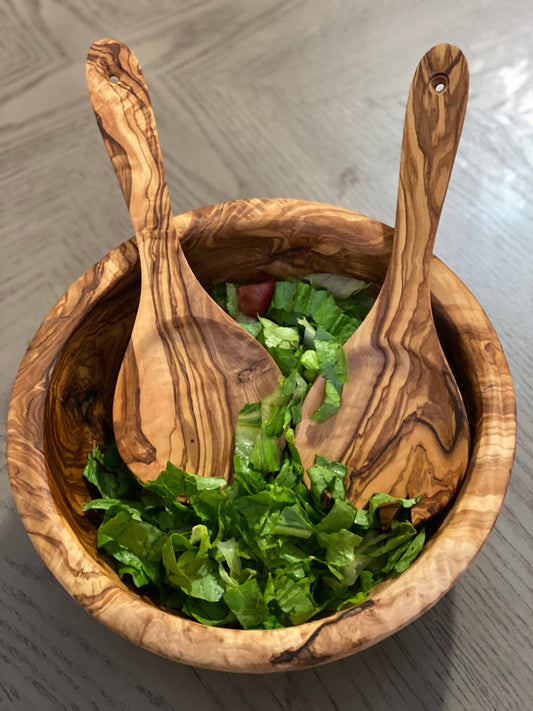 Olive Wood Family Salad Bowl: 11"