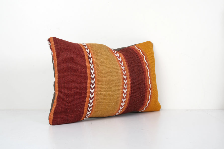 Orange Wool Turkish Lumbar Pillow | 14