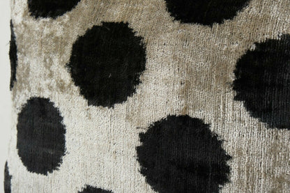 Black Silk Ikat Velvet Pillow | 16ʺ × 16"