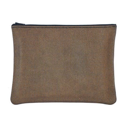 TRACEY TANNER | Large Zip Pouch -  Metallic Distress Navy/Black